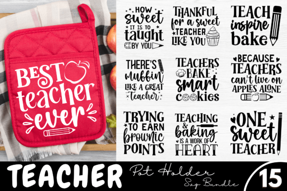 Teacher Pot Holders SVG Bundle: Graphics & Crafts